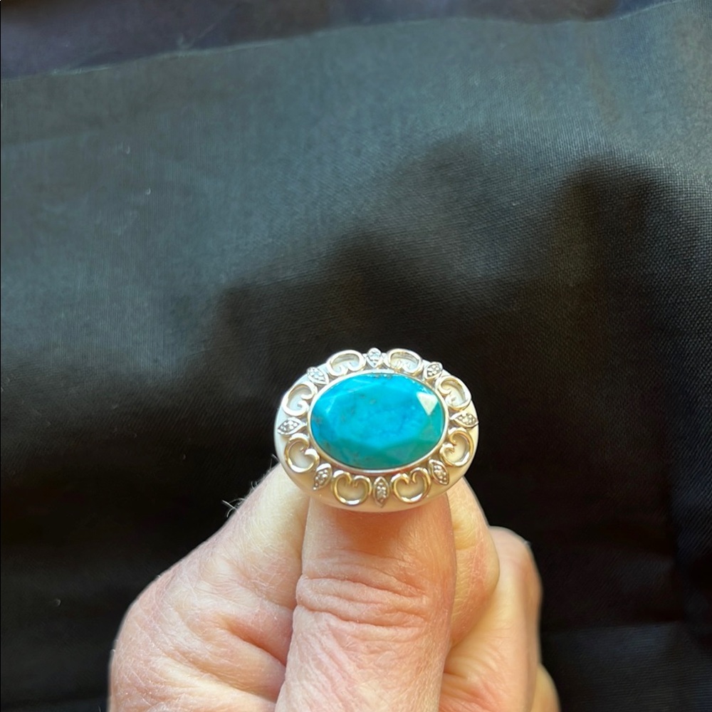 White Agate & Turquoise Ring